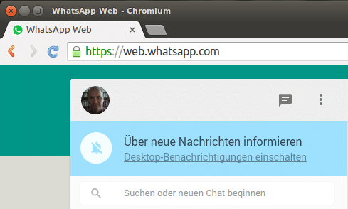 WhatsApp im Chromium Browser unter Ubuntu