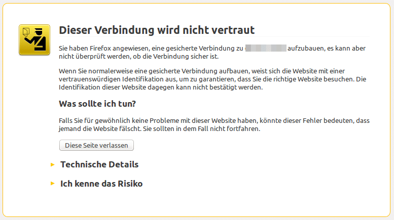 Zertifikatswarnung bei https im Firefox