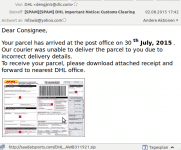 Spam-Warnung: DHL-E-Mail mit Versanddokument