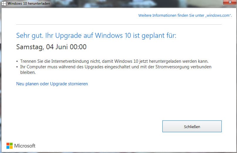 Das Windows 10 Update stornieren