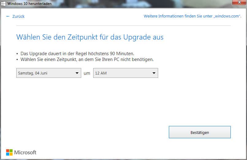 Das Windows 10-Update einige Tage verschieben