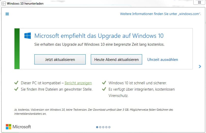 Windows 10 wird erzwungen, selbst wenn man das Fenster mit X schließt