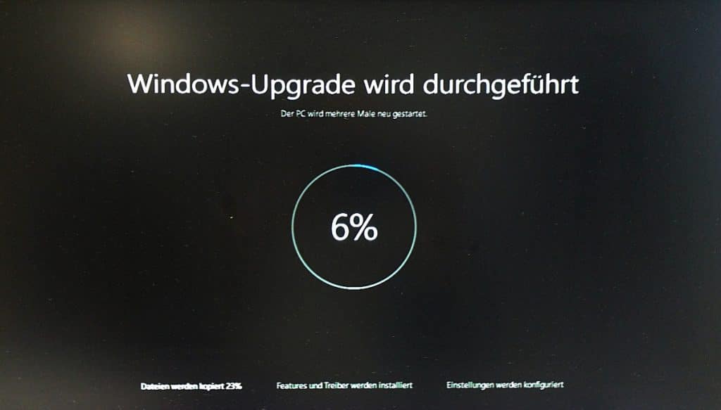 Windows 10 Zwangsupgrade läuft...