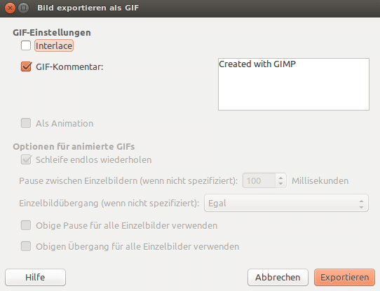 GIF-Export in GIMP