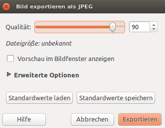 JPG-Export in GIMP