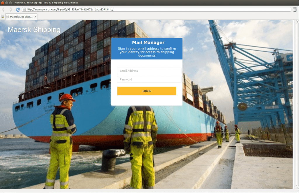 Maersk Phishing Webseite